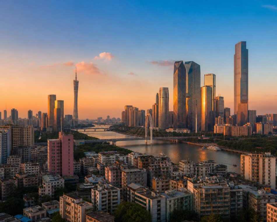 Guangzhou free trade zones & sezs — China Aerial view of Guangzhou business district skyline, China — investment destination for foreign companies