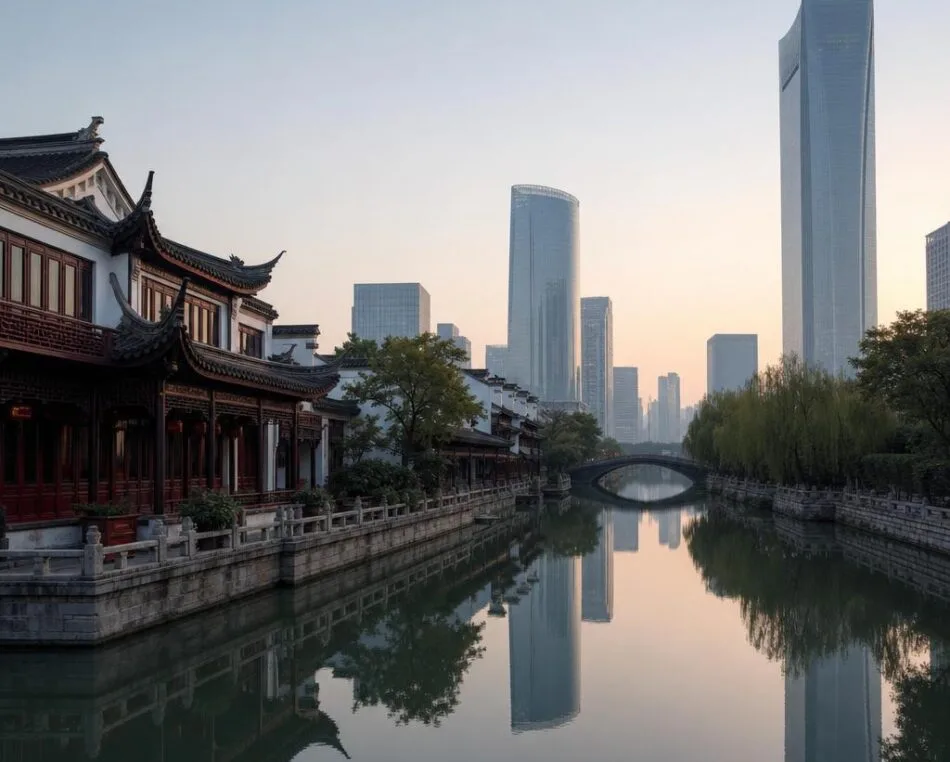 Suzhou foreign direct investment opportunities — China Urban skyline and business center in Suzhou, China — growing destination for global investors